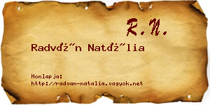 Radván Natália névjegykártya